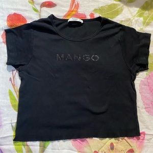Mango black sparkly cropped top